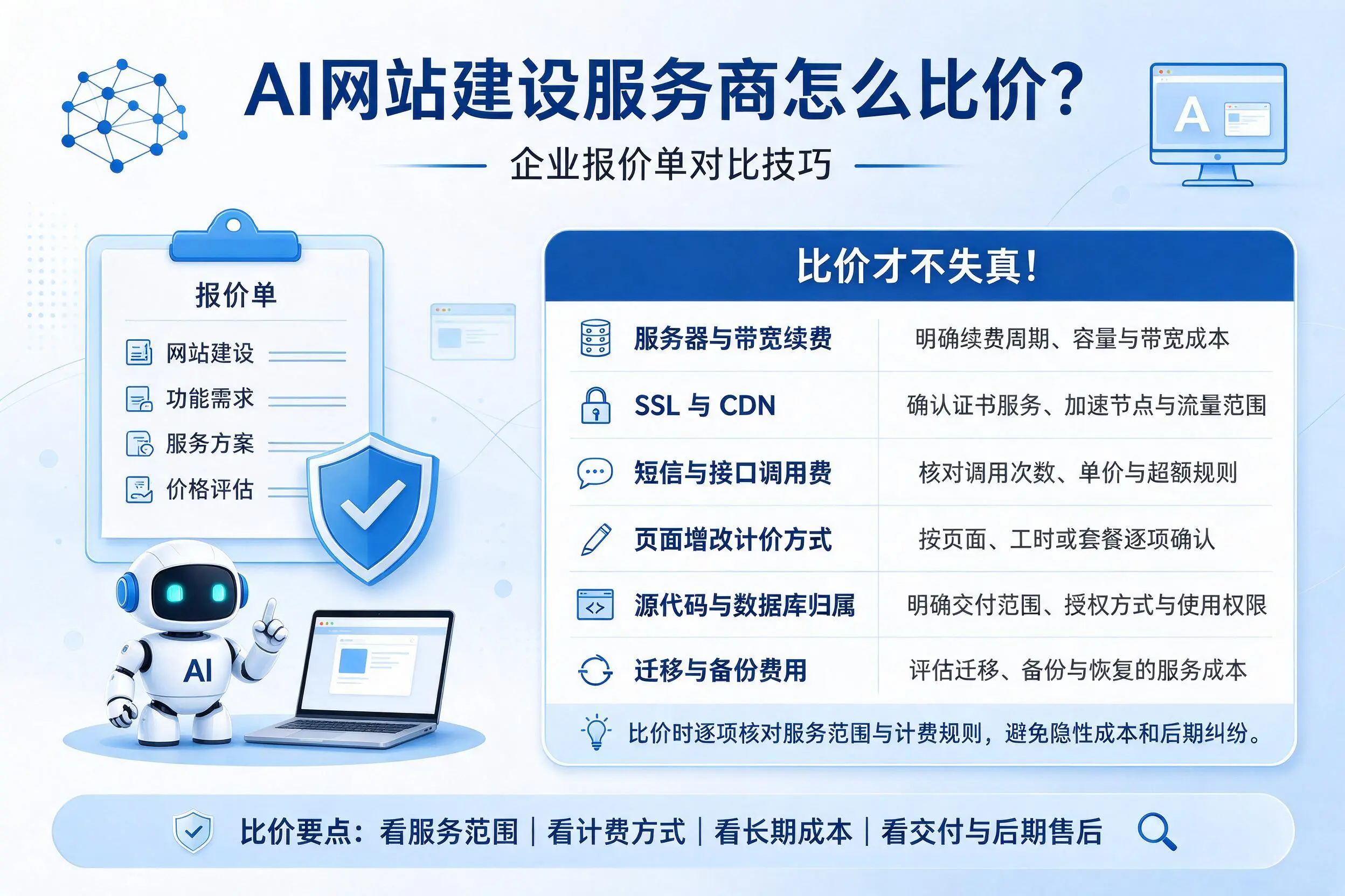 AI网站建设服务商怎么比价？汕尾企业报价单对比技巧